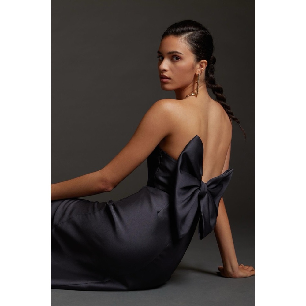 Anthropologie Hutch Slim Bow-Back Strapless Midi Dress in Black